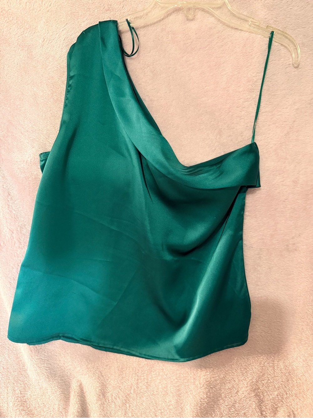 Rachel Zoe Teal Satin One-Shoulder Camisole